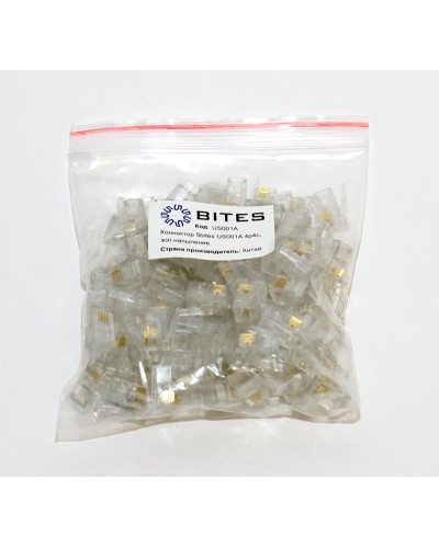US010A (100шт). Телефонный разъем 4P4C (RJ-11). 5bites в Евпатории