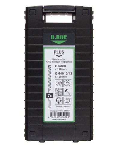 Набор буров SDS-plus V PLUS 7шт, 2-cutting (240987). Набор буров SDS-plus (5,6,8х110 мм; 6,8,10,12х160 мм). D.BOR в Евпатории