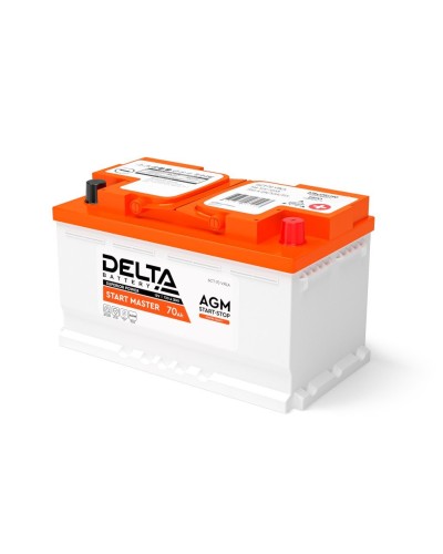 Delta START MASTER AGM 1270 (70 Ah). Аккумулятор автомобильный герметичный свинцово-кислотный. Delta в Евпатории