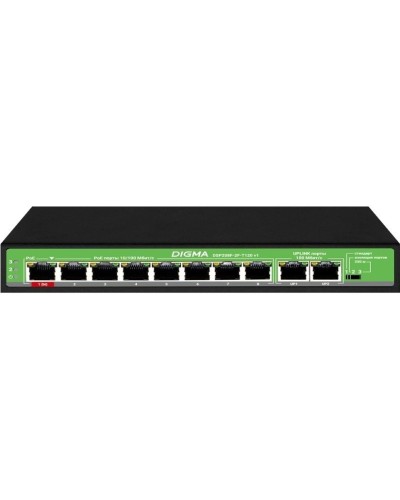 DSP208F-2F-T120 DSP208F-2F-T120 V1 (L2) 10х100Мбит/с 8PoE 8PoE+ 120W. Коммутатор с питанием по PoE. Digma в Евпатории
