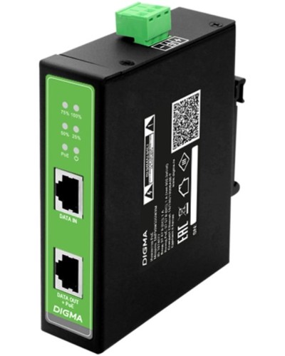DNP30W48GDXM 10/100/1000BASE-T 30Вт 37-57В(DC). Инжектор PoE. Digma в Евпатории