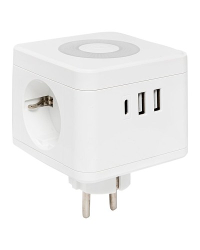 Тройник Куб 2 гнезда 2USB 2,4А+Type C + Ночник. Тройник Куб. EKF в Евпатории