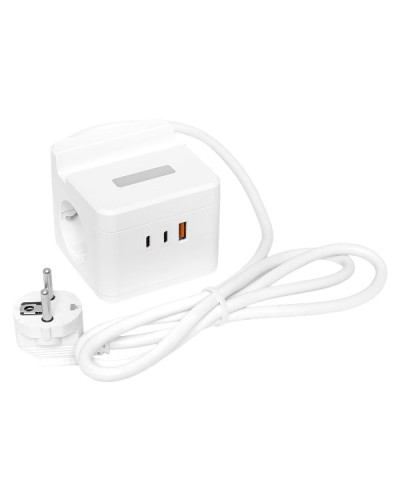 Удлинитель Куб 2 гнезда USB + 2Type C с быстрой зарядкой, подставкой под телефон и ночником 1,3 метра 1мм2. Удлинитель Куб. EKF в Евпатории