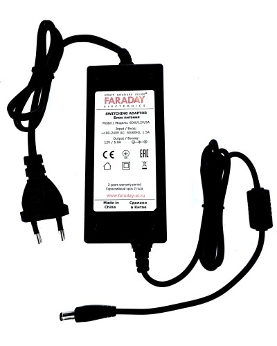 60W/12V/5A. Импульсный блок питания в пластиковом корпусе. FARADAY в Евпатории