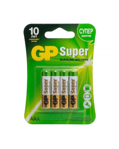 GP Super Alkaline 24A AAA (GP 24A-2CR4), упак. 4 шт. БЛИСТЕР. Алкалиновые батарейки. GP Batteries в Евпатории