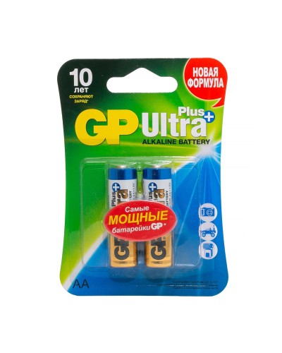 GP Ultra Plus Alkaline 15A AA (GP 15AUP-2CR2), упак. 2 шт. БЛИСТЕР. Алкалиновые батарейки. GP Batteries в Евпатории