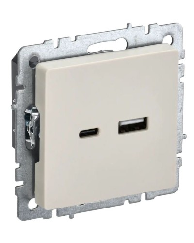 Розетка USB A+C 18Вт РЮ11-1-БрКр бежевый BRITE (BR-U22-018-K10). Розетка USB. IEK в Евпатории