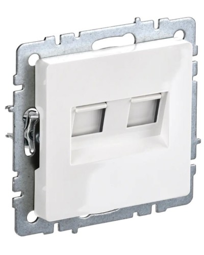Розетка RJ11+RJ45 РК/Т12-БрБ белая BRITE (BR-KT20-O-1-K01). Розетка двойная. IEK в Евпатории