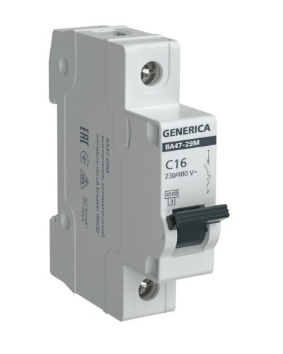 GENERICA ВА47-29М 1P C 16А 4,5кА (MVA21-1-016-C-G). Автоматический выключатель. IEK в Евпатории