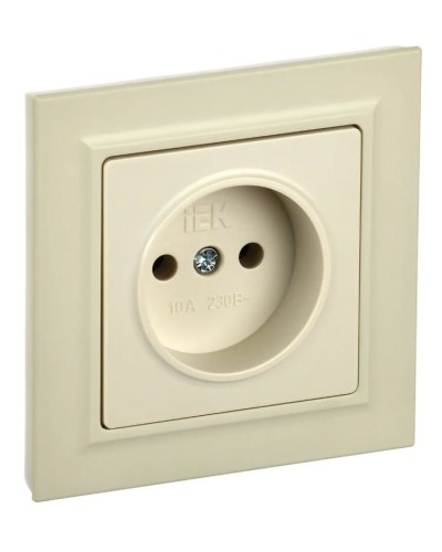 Розетка без з/к РС10-1-0-БрКр бежевый BRITE (BR-R10-10-K10). Розетка без заземления без защитных шторок. IEK в Евпатории