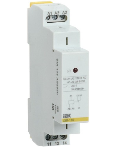 Реле промежуточное модульное OIR 1 контакт 16А 230В AC (OIR-116-AC230V). Реле промежуточное модульное. IEK в Евпатории