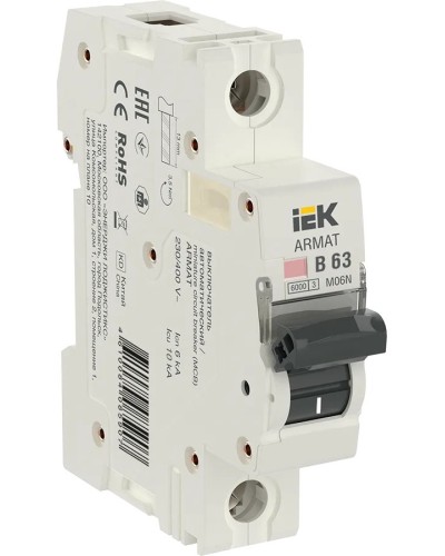 M06N 1P B 63А 6кА ARMAT (AR-M06N-1-B063). Автоматический выключатель. IEK в Евпатории