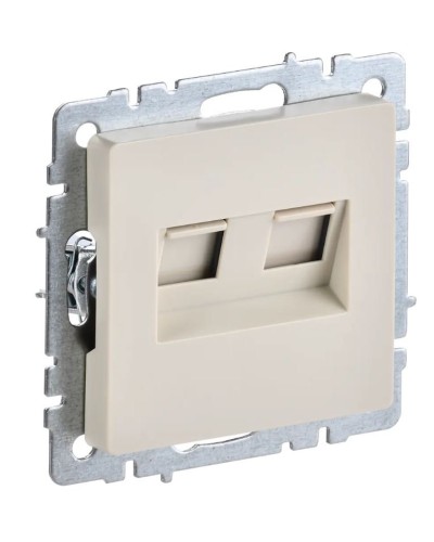 Розетка RJ45 РК10-2-БрКр кат.5E, бежевый BRITE (BR-K20-1-K10). Розетка компьютерная двойная. IEK в Евпатории