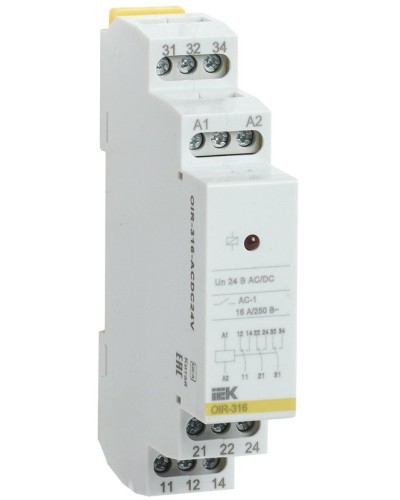 Реле промежуточное модульное OIR 3 контакта 16А 24В AC/DC (OIR-316-ACDC24V). Реле промежуточное модульное. IEK в Евпатории