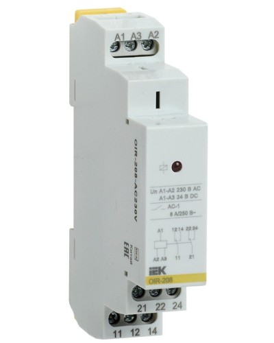 Реле промежуточное модульное OIR 2 контакта 8А 230В AC (OIR-208-AC230V). Реле промежуточное модульное. IEK в Евпатории
