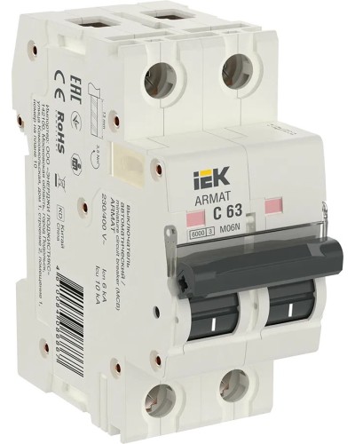 M06N 2P C 63А 6кА ARMAT (AR-M06N-2-C063). Автоматический выключатель. IEK в Евпатории