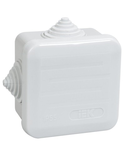 Коробка распаячная КМ41236 70х70х40 открытой проводки IP44 4 гермоввода серая (UKOZ11-070-070-040-K41-44). Коробка распаячная безгалогенная (HF) с защелкивающейся крышкой. IEK в Евпатории