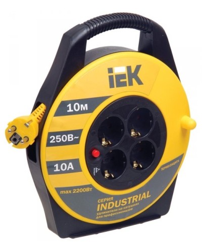 УК10 4 места, 10м (WKP14-10-04-10). Удлинитель на катушке Industrial. IEK в Евпатории