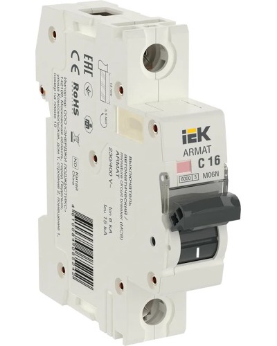 M06N 1P C 16А 6кА ARMAT (AR-M06N-1-C016). Автоматический выключатель. IEK в Евпатории