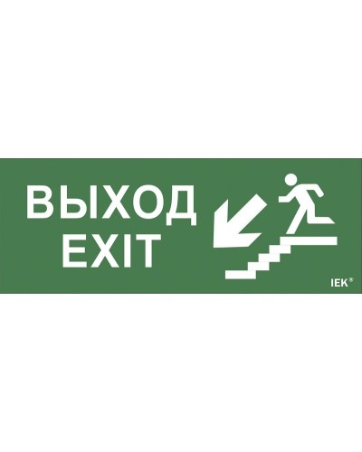 Самоклеящаяся этикетка Выход/лестница вниз/фигура для ССА (LPC10-1-35-13-VLVNF). Самоклеящаяся этикетка 240х90 мм. IEK в Евпатории