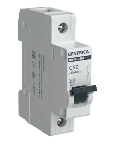 GENERICA ВА47-29М 1P C 50А 4,5кА (MVA21-1-050-C-G). Автоматический выключатель. IEK в Евпатории