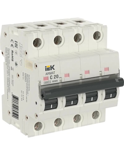 M06N 4P C 20А 6кА ARMAT (AR-M06N-4-C020). Автоматический выключатель. IEK в Евпатории