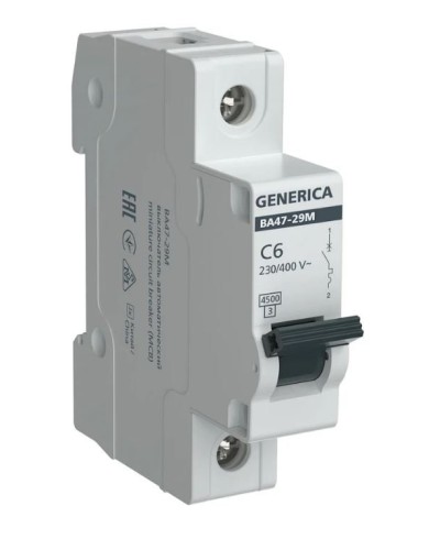 GENERICA ВА47-29М 1P C 6А 4,5кА (MVA21-1-006-C-G). Автоматический выключатель. IEK в Евпатории