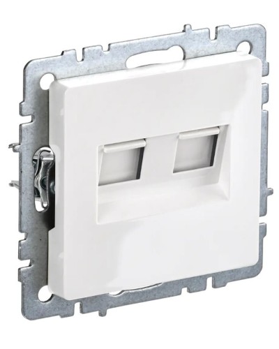 Розетка RJ45 РК10-2-БрБ кат.5E, белая BRITE (BR-K20-1-K01). Розетка компьютерная двойная. IEK в Евпатории