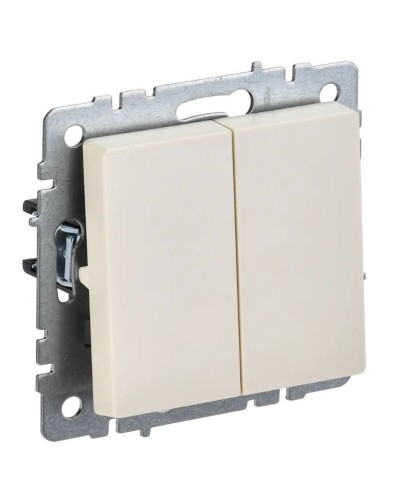 Выключатель 2-клавишный проходной ВС10-2-6-БрКр бежевый BRITE (BR-V22-0-10-K10). Выключатель. IEK в Евпатории