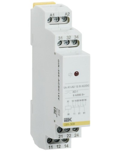 Реле промежуточное модульное OIR 3 контакта 8А 230В AC (OIR-308-AC230V). Реле промежуточное модульное. IEK в Евпатории