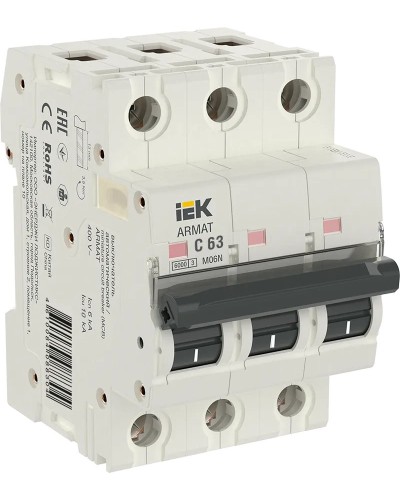 M06N 3P C 63А 6кА ARMAT (AR-M06N-3-C063). Автоматический выключатель. IEK в Евпатории
