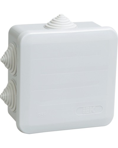 Коробка распаячная КМ41255 100х100х50 открытой проводки IP44 6 гермовводов серая (UKOZ11-100-100-050-K41-44). Коробка распаячная безгалогенная (HF) с защелкивающейся крышкой. IEK в Евпатории