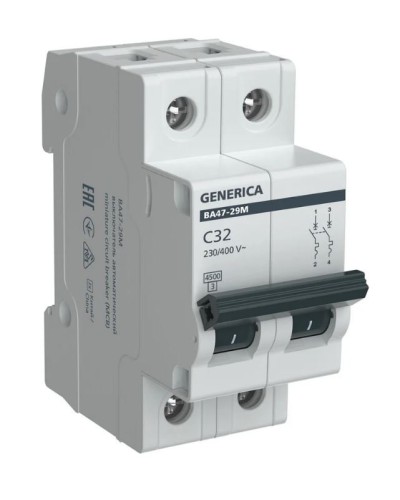 GENERICA ВА47-29М 2P C 32А 4,5кА (MVA21-2-032-C-G). Автоматический выключатель. IEK в Евпатории
