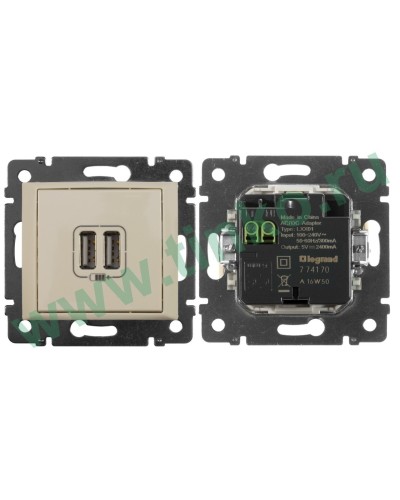 Розетка Valena двойная, USB, слоновая кость (774170). Розетка. LegranD в Евпатории