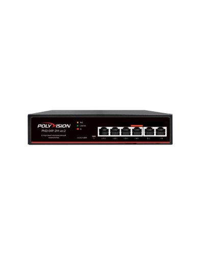 PND-04P-2M v.2. Коммутатор 6-портовый с функцией PoE. Polyvision в Евпатории