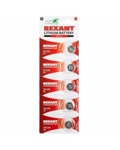 Литиевые батарейки CR1225 3 V 48 mAh (30-1103). Элемент питания. Rexant в Евпатории