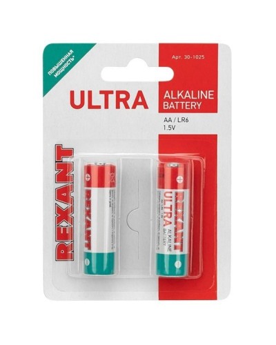 Ультра алкалиновая батарейка AA/LR6 1,5 V 2 шт. блистер REXANT (30-1025). Элемент питания. Rexant в Евпатории