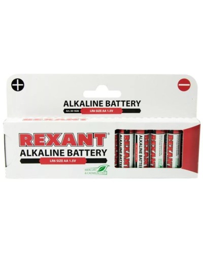 Алкалиновая батарейка AA/LR6 1,5 V 12 шт. REXANT (30-1026). Элемент питания. Rexant в Евпатории