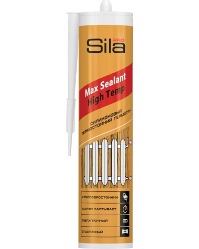 Герметик Sila PRO Max Sealant, High Temp, термостойкий, 280 мл. Герметик силиконовый термостойкий, красный. Sila в Евпатории