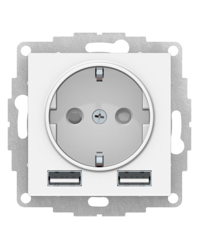 AtlasDesign розетка 1-местная с 2 USB A+A, скрытой установки, механизм, белый (ATN000130). Розетка с USB. Systeme Electric в Евпатории