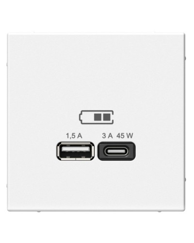 ArtGallery розетка USB тип-A+C 45Вт, скрытой установки, механизм, белый (GAL000129). Розетка USB. Systeme Electric в Евпатории