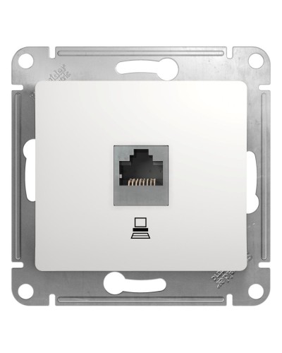 Glossa розетка RJ45 1-местная, кат. 5Е, скрытой установки, механизм, белый (GSL000181K). Розетка компьютерная. Systeme Electric в Евпатории