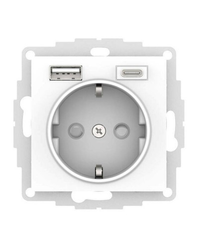 AtlasDesign розетка 1-местная с 2 USB A+C, скрытой установки, механизм, белый (ATN000132). Розетка с USB. Systeme Electric в Евпатории
