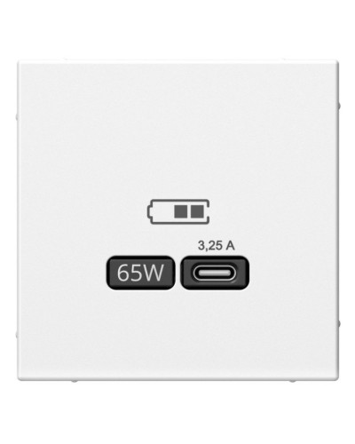 ArtGallery розетка USB тип-С 65Вт высокоскоростной заряд. QC, PD, скрытой установки, механизм, белый (GAL000127). Розетка USB. Systeme Electric в Евпатории