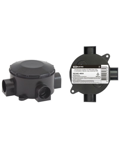 Распаячная коробка ОП D80х35мм, IP42, 3-х рожковая, черная TDM (SQ1401-4054). Распаячная коробка ОП. TDM ЕLECTRIC в Евпатории