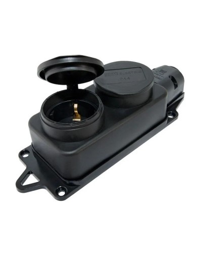 Розетка двухместная 2Р+РЕ 16А 250В IP44 (SQ0612-0010). Розетка двухместная с заглушками каучук. TDM ЕLECTRIC в Евпатории