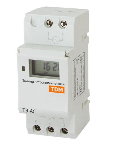 ТЭ-АС-1мин/24ч-8on/off-16А-DIN (астрономический) TDM (SQ1503-0023). Таймер электронный. TDM ЕLECTRIC в Евпатории