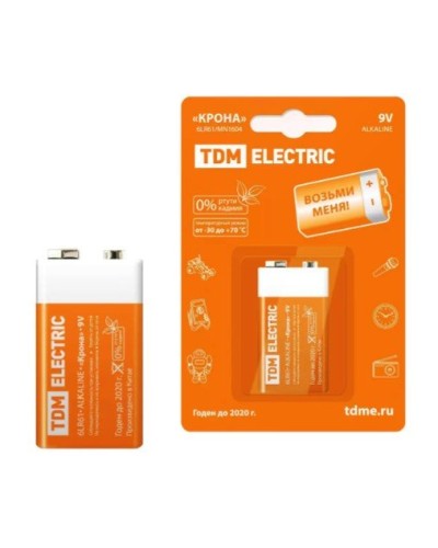 6LR61 Крона 9V BP-1 TDM (SQ1702-0013). Элемент питания. TDM ЕLECTRIC в Евпатории