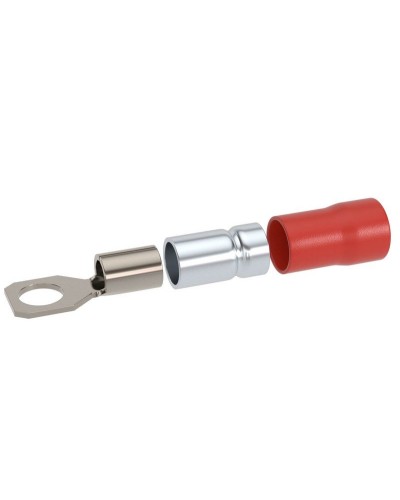 Наконечник НКИ 0,25-1,5 М6 (D6,4мм) с отверстием под винт (100 шт) (2A6P-DS-PVC). Наконечник с отверстием под винт и изолированным фланцем ПВХ, двойная гильза. ДКС в Евпатории