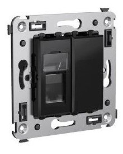Розетка RJ-45 в стену Avanti одинарная черный квадрат (4402463). Розетка компьютерная. ДКС в Евпатории